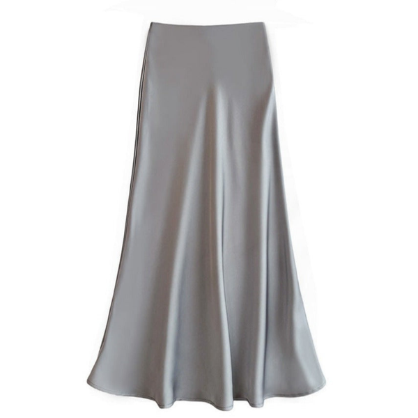 Kvinnors satin maxi kjol - elegant a-linje design för festliga tillfällen