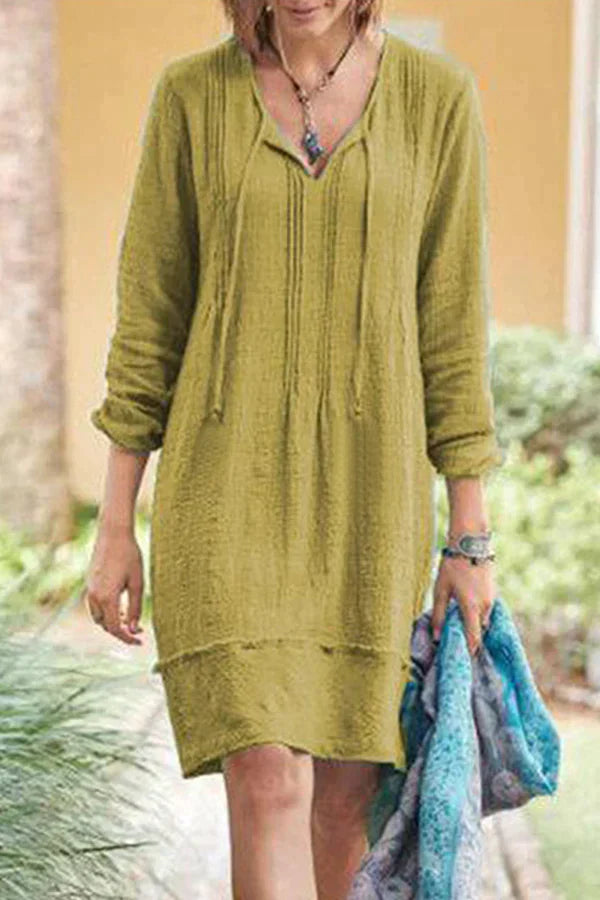 Sommarklänning för damer - avslappnad lättvikts långärmad klänning