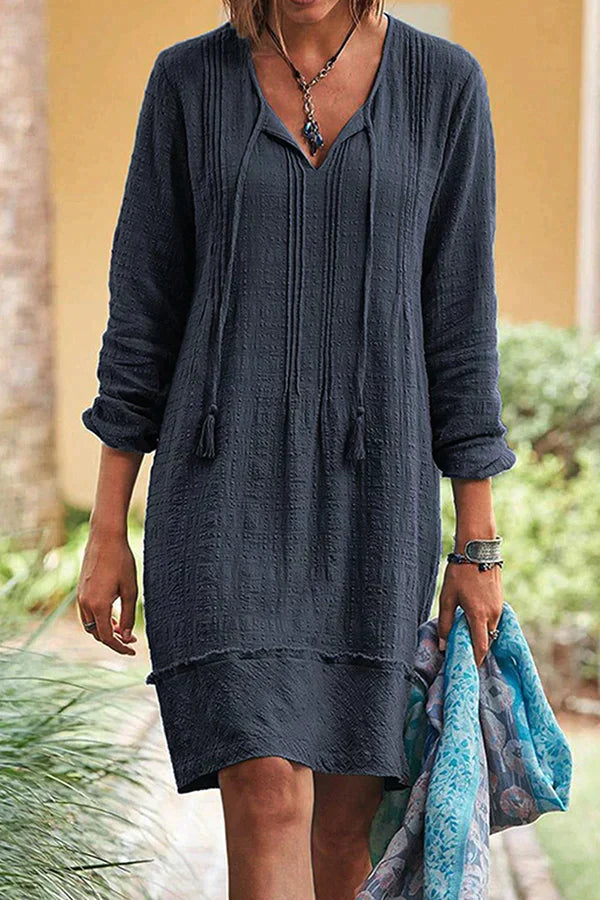 Sommarklänning för damer - avslappnad lättvikts långärmad klänning