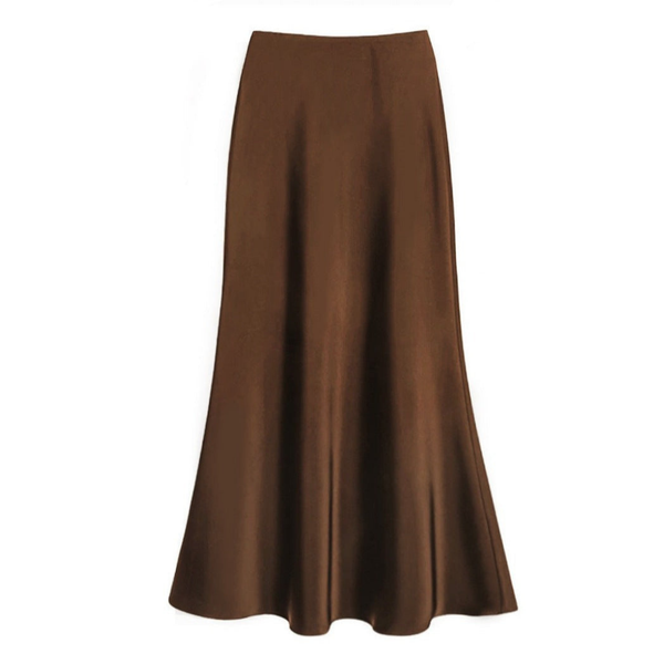 Kvinnors satin maxi kjol - elegant a-linje design för festliga tillfällen