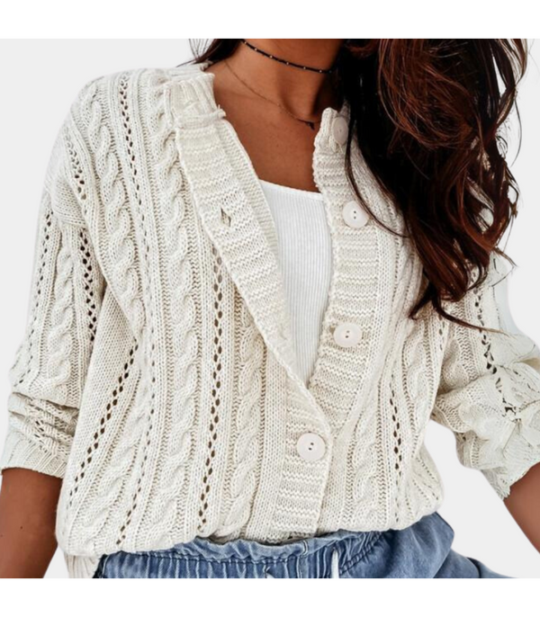 Stickad cardigan - elegant knapplång tröja för damer