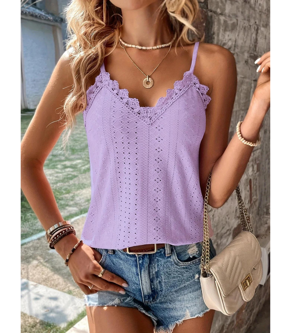 Damers topp med spetsdetalj - en sommarfavorit utan ärmar