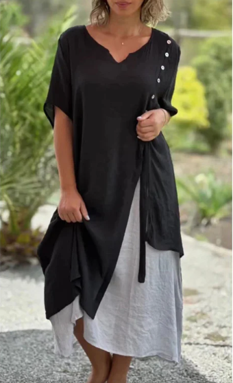 Kvinnors midi-klänning i lättviktsmaterial – avslappnad passform för både vardag och fest