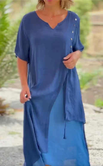 Kvinnors midi-klänning i lättviktsmaterial – avslappnad passform för både vardag och fest