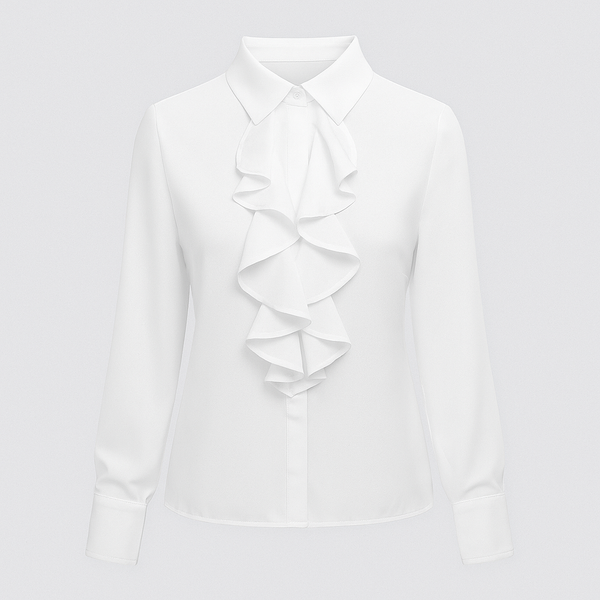 Ryschad blus för damer - elegant vit långärmad skjorta
