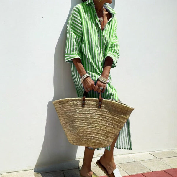 Skjortklänning - avslappnad passform för damer med ränder