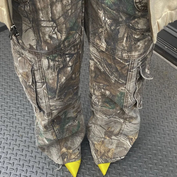 Kvinnors lätta cargo byxor i grått - trendiga camo-byxor för vardagen