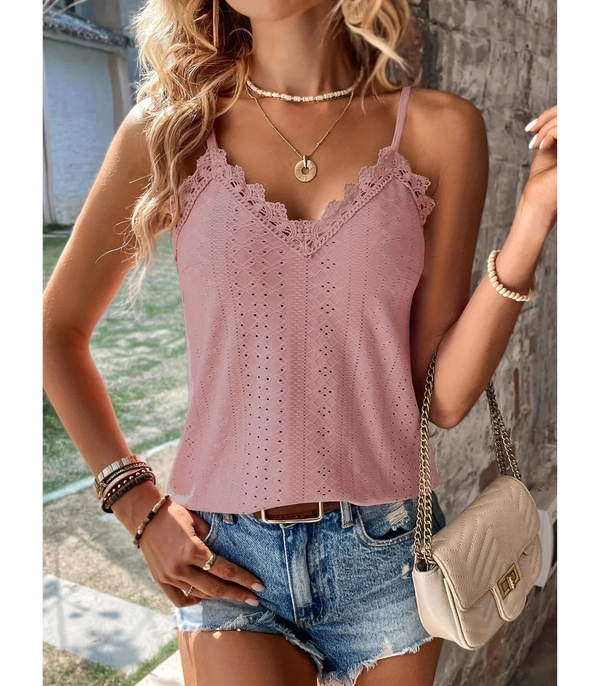 Damers topp med spetsdetalj - en sommarfavorit utan ärmar