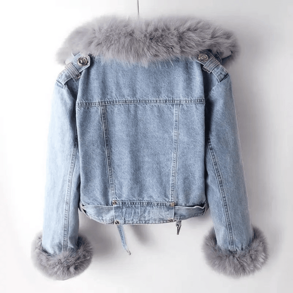Denim jas met imitatiebont - stijlvolle dames spijkerjas met een urban look - Bakkermode.nl