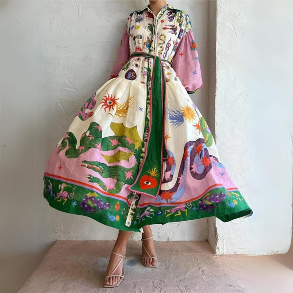 Maxiklänning - livlig och distinkt långklänning för damer