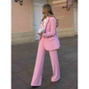 2-delad kvinnlig blazer och byxdress - elegant rosa kontorsoutfit