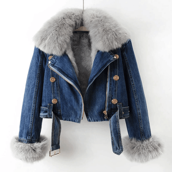 Denim jas met imitatiebont - stijlvolle dames spijkerjas met een urban look - Bakkermode.nl