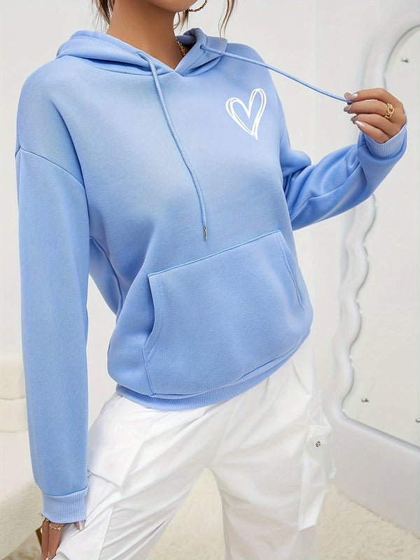 Damhoodie med avslappnad passform i mjuk bomullsblandning – himmelsblå