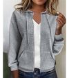 Texturerad zip-up hoodie - mysig och avslappnad jacka för kvinnor