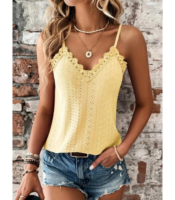 Damers topp med spetsdetalj - en sommarfavorit utan ärmar