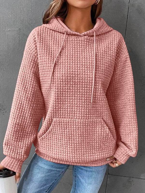 Hooded pullover - quiltad tröja för damer