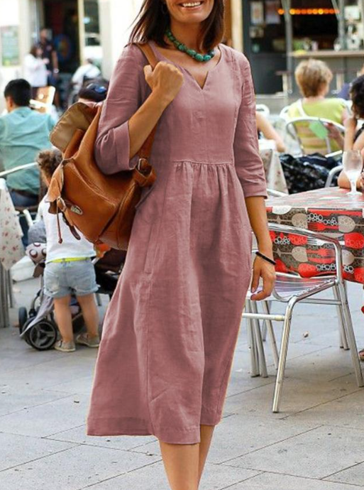Avslappnad linnekjol - elegant midiklänning för kvinnor