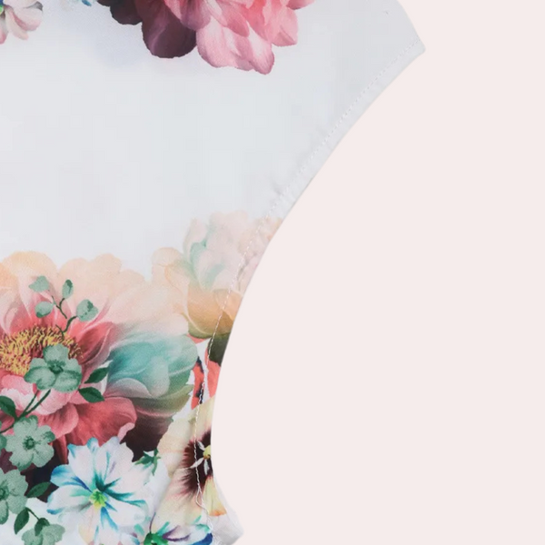 Blus med blommönster - stilren grön damblus