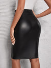 Svart högmidjad läderpennkjol för damer - elegant och skräddarsydd stil för kontor och kvällsevenemang