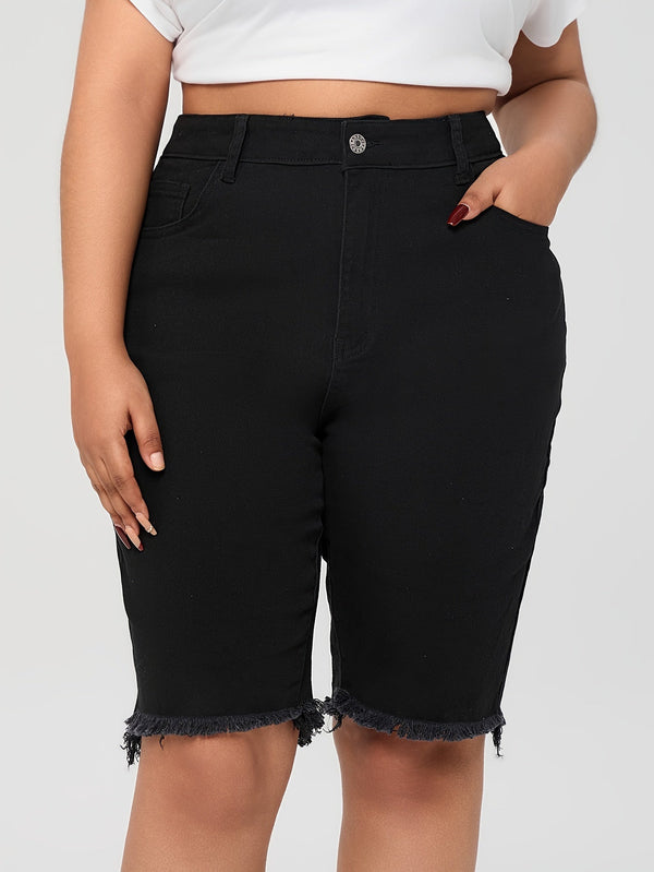 Kvinnors högmidjade jeansshorts – mångsidiga bermudashorts för sommardagar