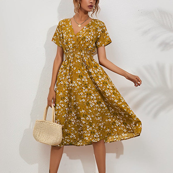 Harper Elegant Summer Knee-Length Dress: Lightweight, Breathable, Versatile, Sophisticated Chic