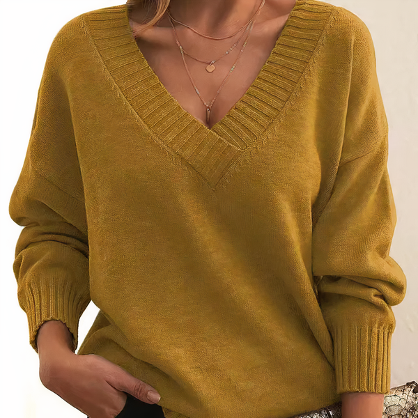 Damer v-ringad soft knit-tröja - elegant och mysig jumper