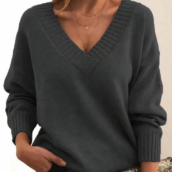 Damer v-ringad soft knit-tröja - elegant och mysig jumper