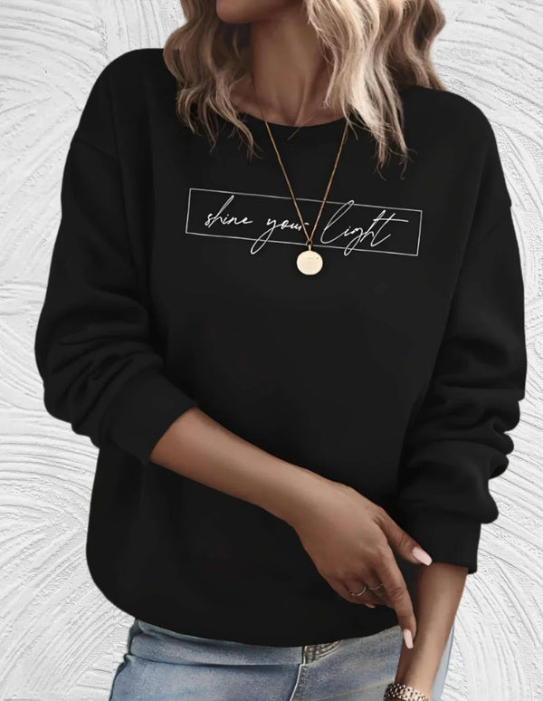 Kvinnors inspirerande citat sweatshirt i bomull - mysig långärmad jumper för avslappnad vardagsstil