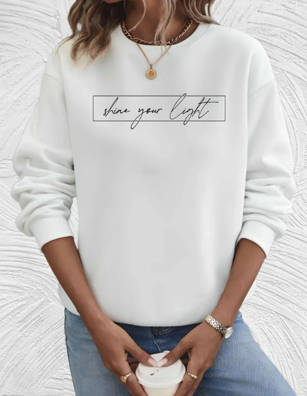 Kvinnors inspirerande citat sweatshirt i bomull - mysig långärmad jumper för avslappnad vardagsstil