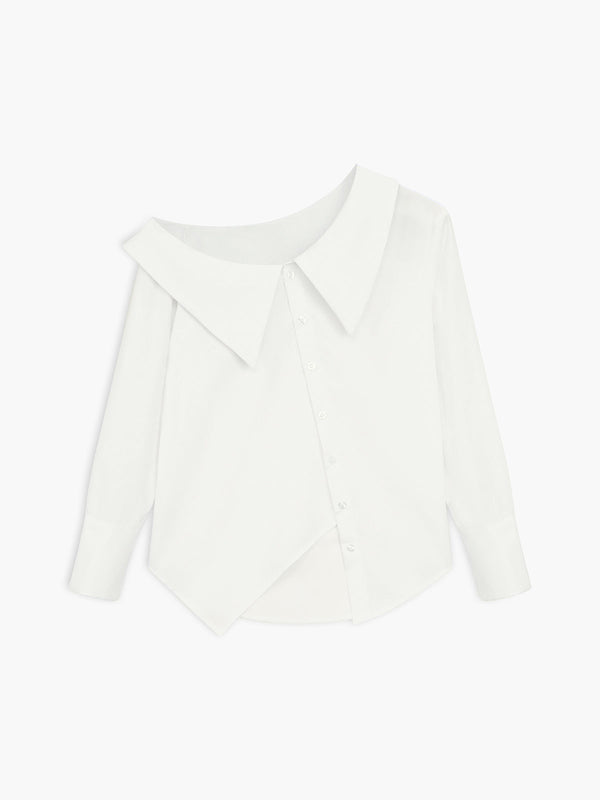 Asymmetrisk off-shoulder blus - elegant vit kvinnotopp