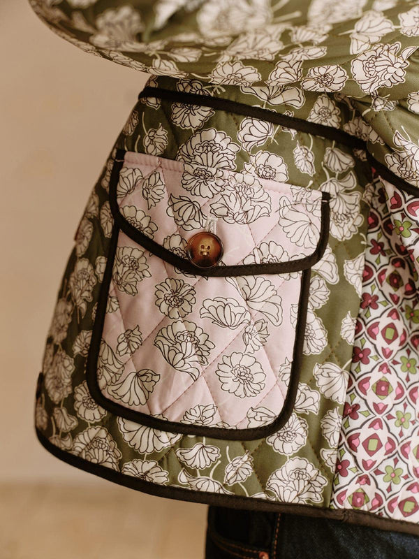 Blommönstrad jacka - grön ytterplagg för damer