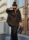 Oversized leopardmönstrad skjorta för kvinnor – trendig button-up shacket i brun