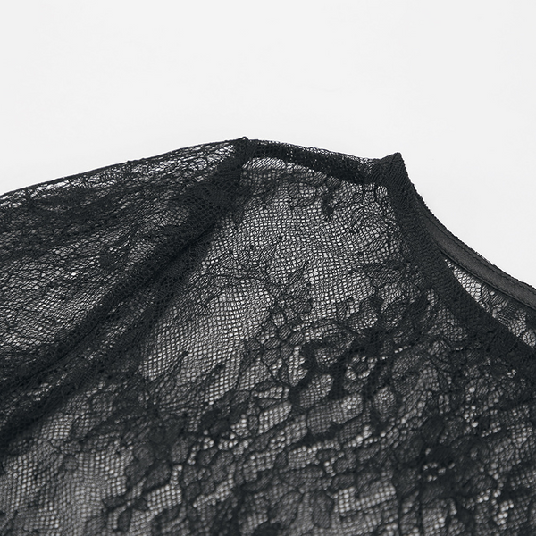 Damens genomskinliga spetsblus med elegant lagerdesign i svart - mångsidiga toppar för kvällsbruk och vardagsstil