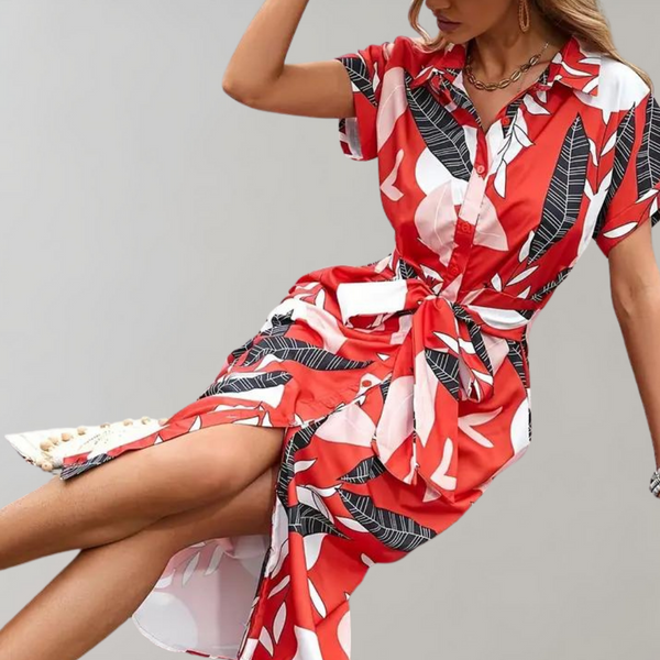 Sommardress - chic damklänning med knyt i midjan