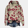 Hooded sweatshirt med blommönster - mysig topp för damer
