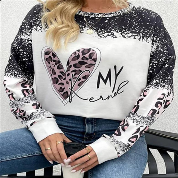 Denim-mönstrad sweatshirt - trendig och avslappnad topp för kvinnor