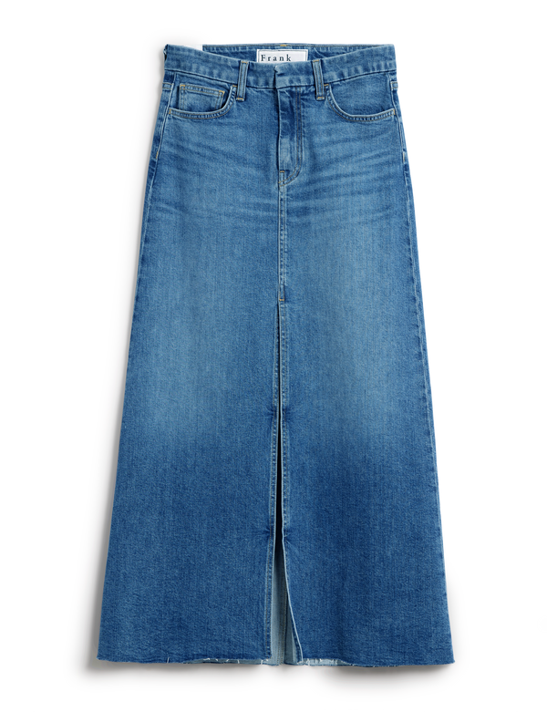 Lång denimkjol - stilren ljusblå damkjol i denim