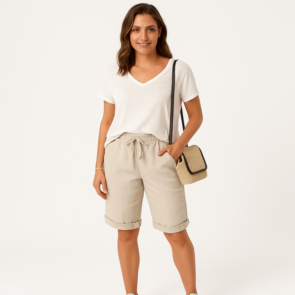 Damlinne shorts - andningsbara byxor med elastisk midja för vardagsbruk