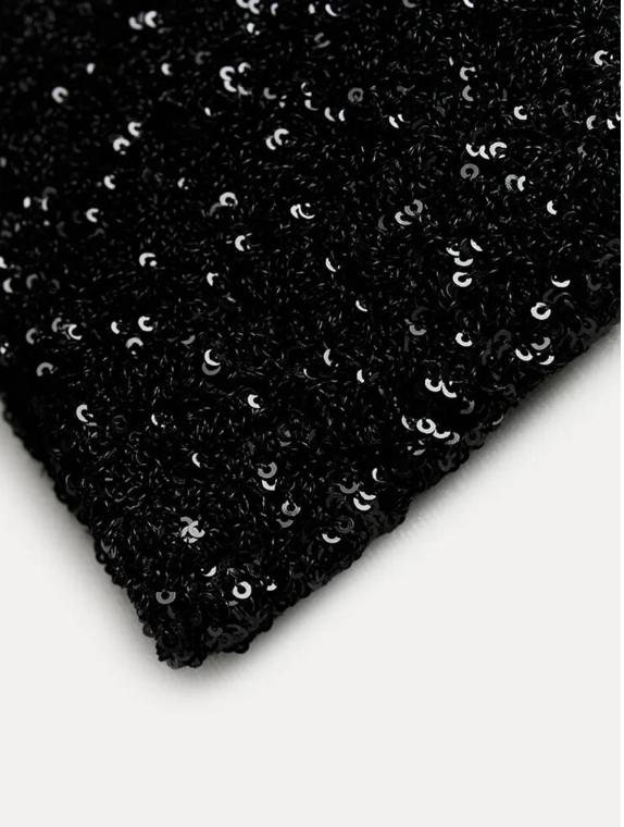 Damerna's paljettkortklänning - glamorös enaxlad kvällsklänning för fester