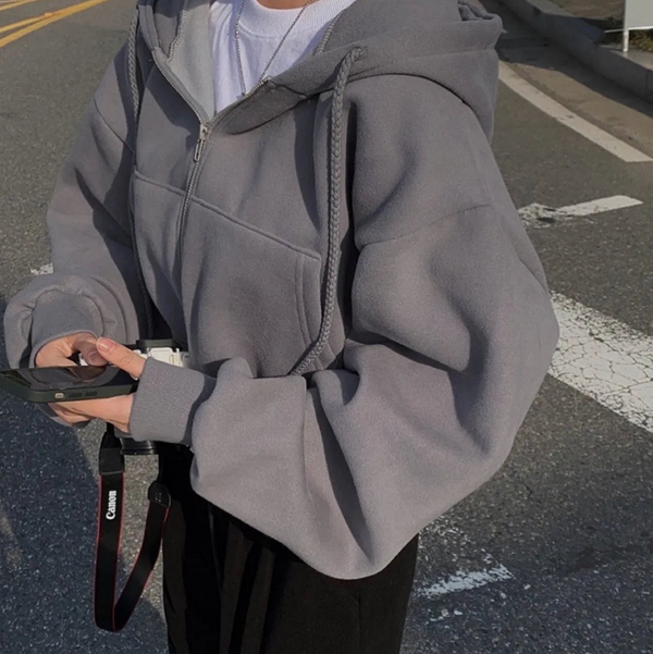 Oversized zip-up hoodie - mysig dam casual wear