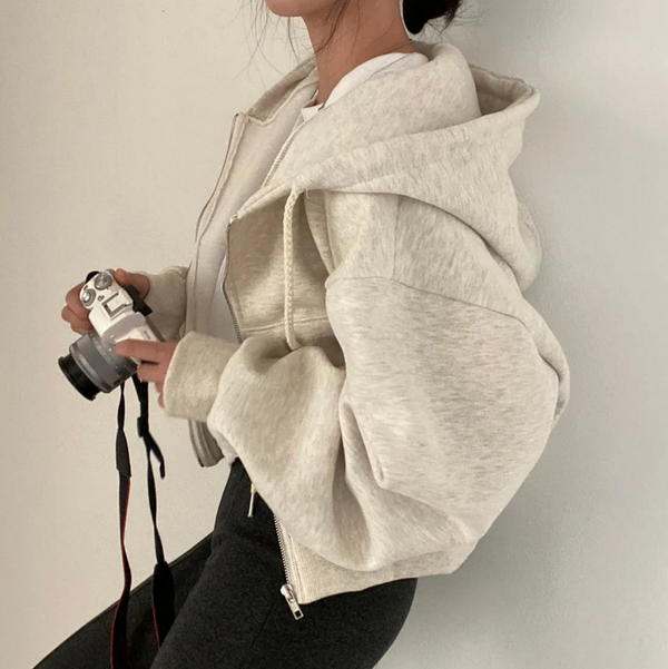 Oversized zip-up hoodie - mysig dam casual wear