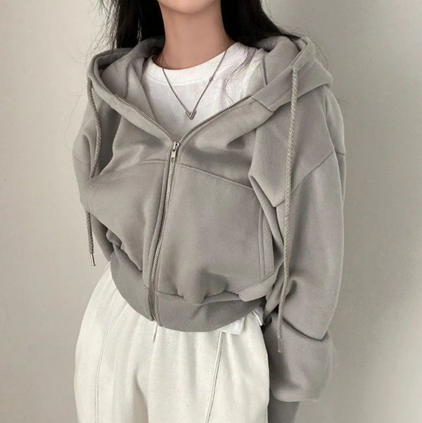 Oversized zip-up hoodie - mysig dam casual wear