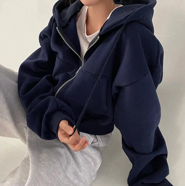 Oversized zip-up hoodie - mysig dam casual wear