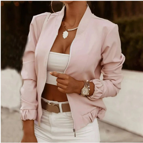 Kvinnors bomberjacka - chic zip-up sommarouterwear