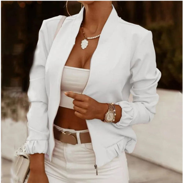 Kvinnors bomberjacka - chic zip-up sommarouterwear