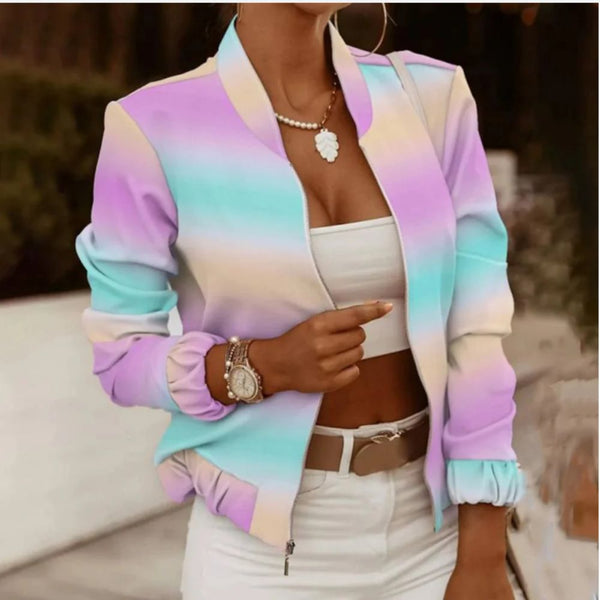 Kvinnors bomberjacka - chic zip-up sommarouterwear