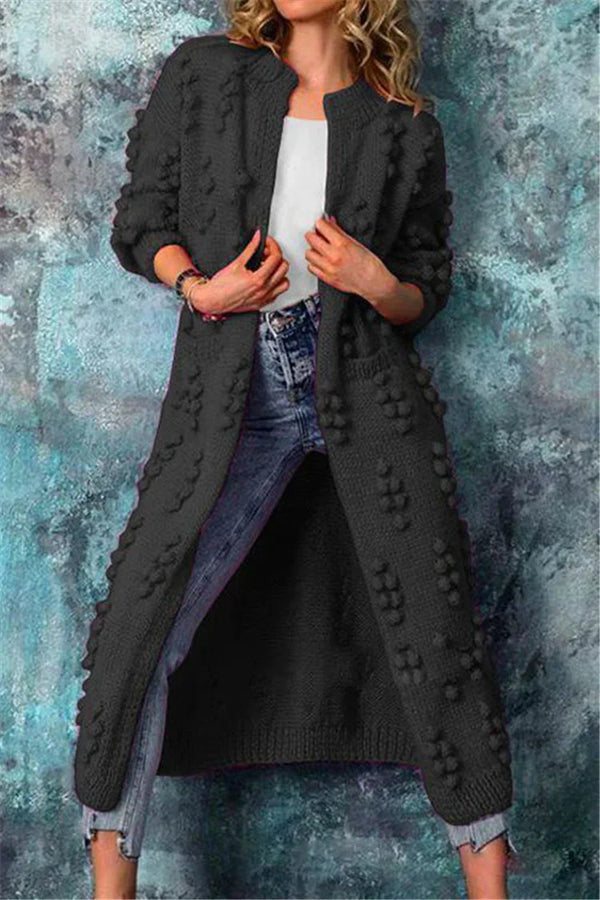 Kvinnors lång stickad cardigan - härlig öppen front för avslappnad stil