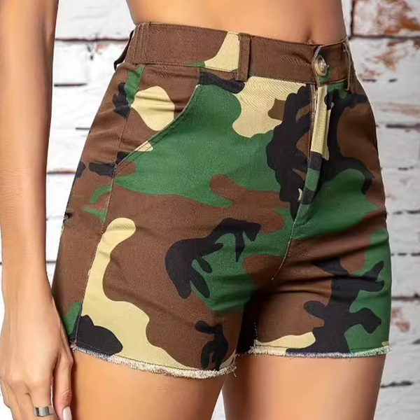 Högmidjade camoshorts - trendiga sommarshorts för damer