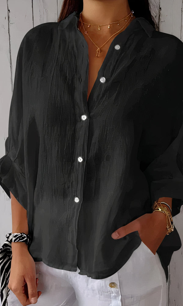 Kvinnors linne skjorta - avslappnad sommartopp för chic stil