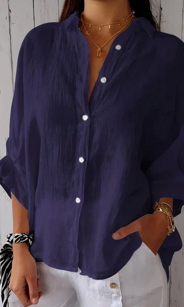 Kvinnors linne skjorta - avslappnad sommartopp för chic stil